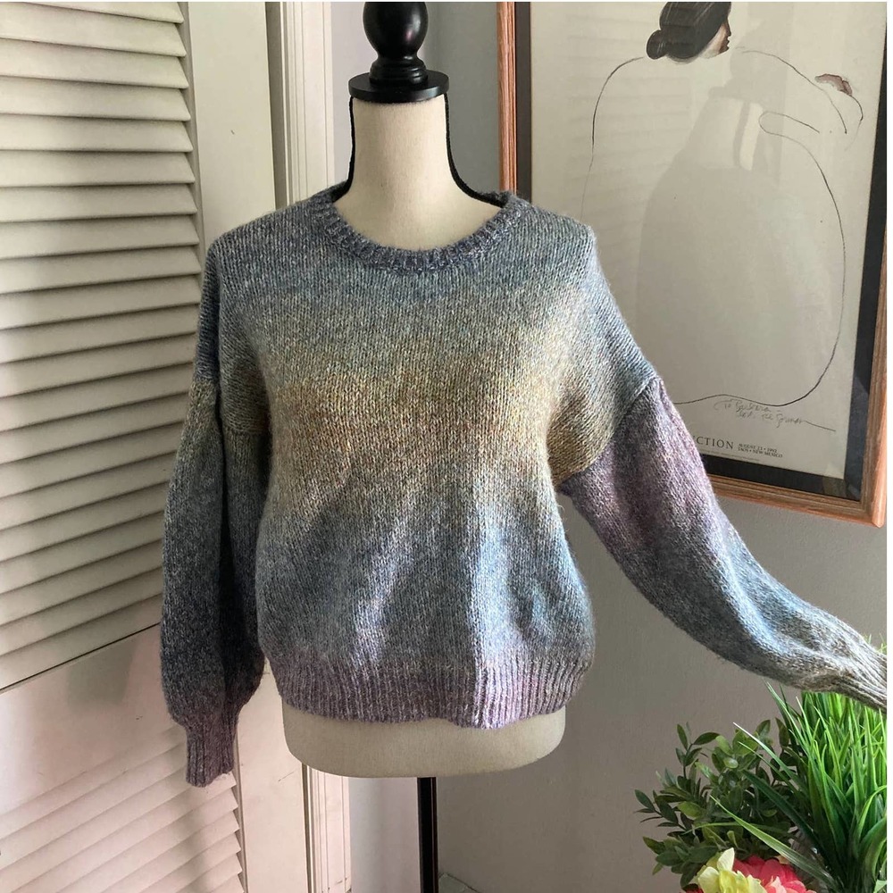 Z SUPPLY Womens Ombre Kersa Pullover Sweater Balloon Sleeve Pastel Casual | XS